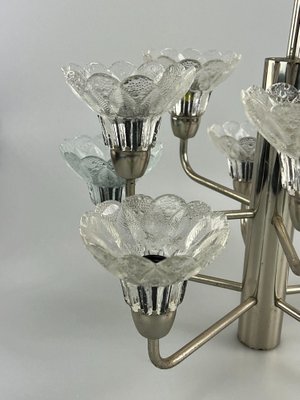 Mid-Century Space Age Chandelier in Metal & Glass, 1970s-EJL-1450705