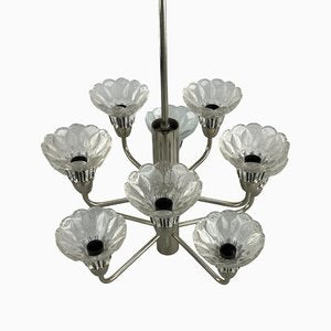 Mid-Century Space Age Chandelier in Metal & Glass, 1970s-EJL-1450705