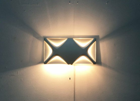 Mid-Century Space Age Cross Oyster Style Wall Lamp by Klaus Link for Heinz Neuhaus Leuchten, Germany, 1960s-UAH-2028124