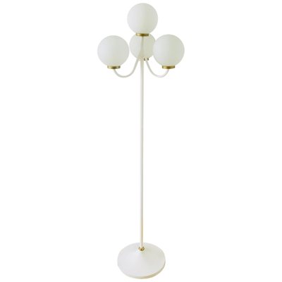 Mid-Century Space Age German Brass and White 4-Arm Floor Lamp from Kaiser Leuchten, 1960s-PUK-617917