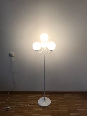 Mid-Century Space Age German Brass and White 4-Arm Floor Lamp from Kaiser Leuchten, 1960s-PUK-617917