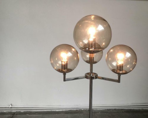 Mid-Century Space Age German Chrome and Glass Floor Lamp from Hustadt Leuchten, 1960s-UAH-2028090