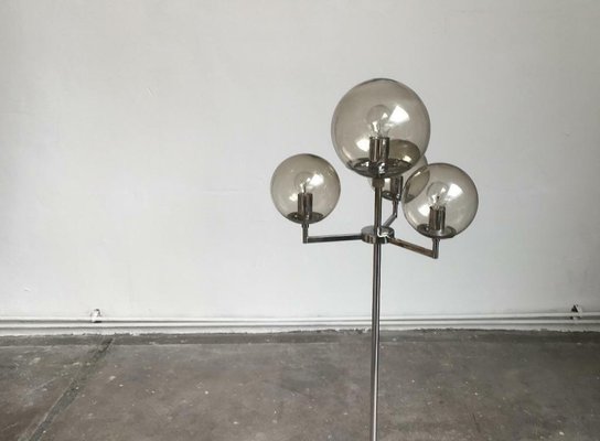 Mid-Century Space Age German Chrome and Glass Floor Lamp from Hustadt Leuchten, 1960s-UAH-2028090