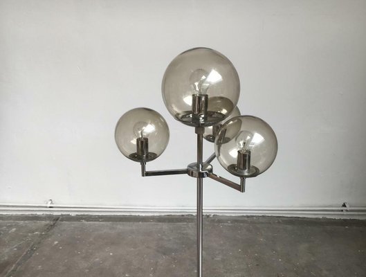 Mid-Century Space Age German Chrome and Glass Floor Lamp from Hustadt Leuchten, 1960s-UAH-2028090