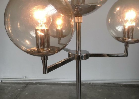 Mid-Century Space Age German Chrome and Glass Floor Lamp from Hustadt Leuchten, 1960s-UAH-2028090