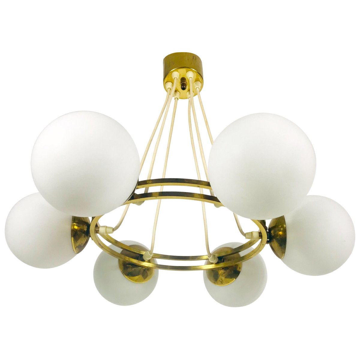 Mid-Century Space Age Golden 6-Arm Space Age Chandelier from Kaiser, 1960s