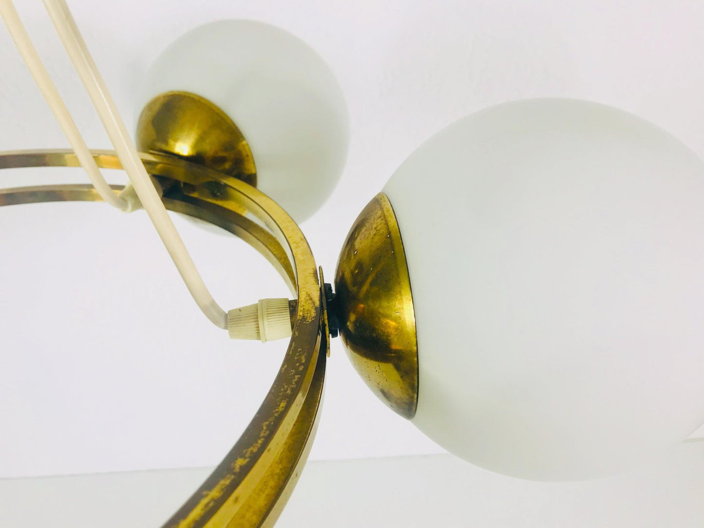 Mid-Century Space Age Golden 6-Arm Space Age Chandelier from Kaiser, 1960s