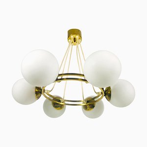 Mid-Century Space Age Golden 6-Arm Space Age Chandelier from Kaiser, 1960s-PUK-617869