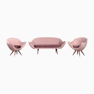 Mid-Century Space Age Velour Lounge Set from Paged, 1972, Set of 3-ZAA-1104601