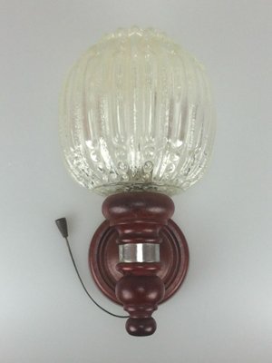 Mid-Century Space Age Wall Lamp in Wood, Chrome & Glass-EJL-1138963