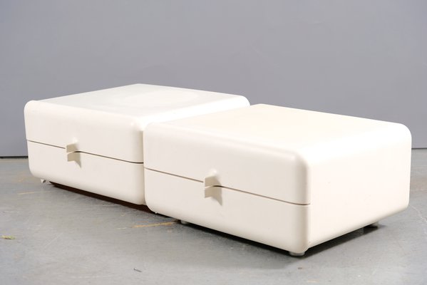 Mid-Century Space Age White Sideboards, France, 1960s, Set of 2-CIP-942333