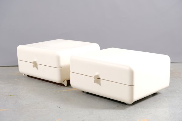 Mid-Century Space Age White Sideboards, France, 1960s, Set of 2-CIP-942333