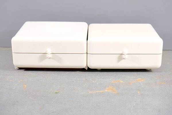 Mid-Century Space Age White Sideboards, France, 1960s, Set of 2-CIP-942333