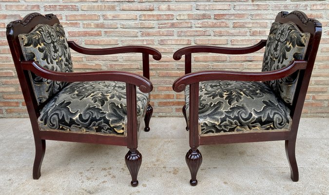 Mid-Century Spanish Armchairs in Wood, Set of 2-NOU-1311360