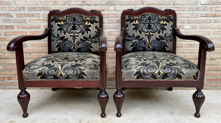 Mid-Century Spanish Armchairs in Wood, Set of 2-NOU-1311360