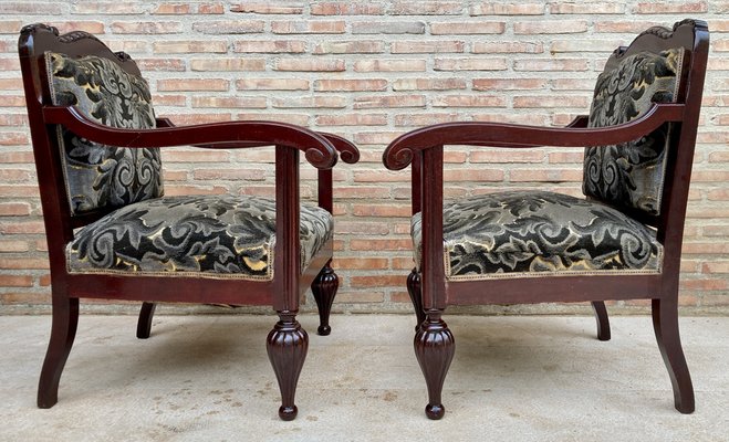 Mid-Century Spanish Armchairs in Wood, Set of 2-NOU-1311360