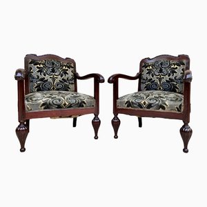 Mid-Century Spanish Armchairs in Wood, Set of 2-NOU-1311360