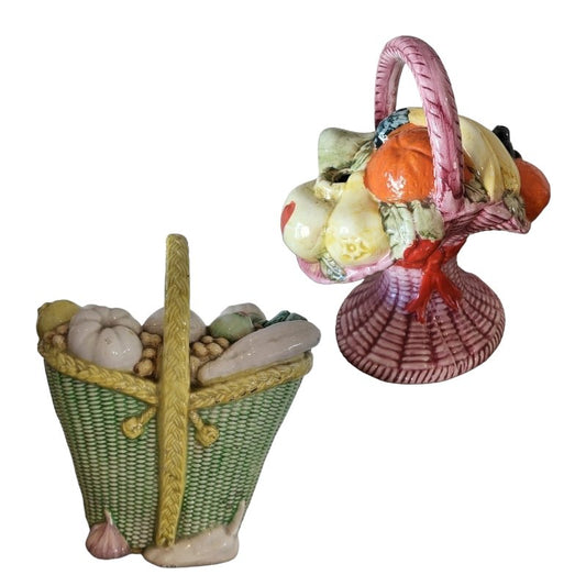 Mid-Century Spanish Baskets with Vegetables and Fruits, Set of 2