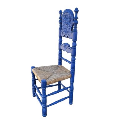 Mid-Century Spanish Blue Wood Chairs, Set of 2-TCS-1799374