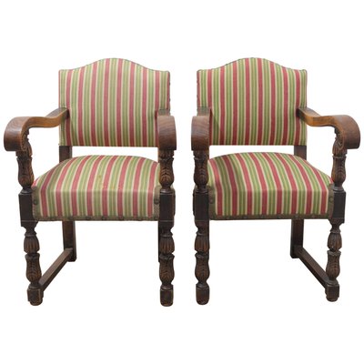 Mid-Century Spanish Chestnut Armchairs, 1940s, Set of 2-RIU-1392555