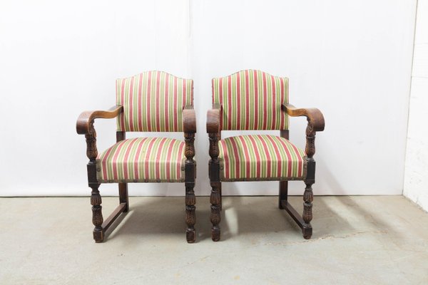 Mid-Century Spanish Chestnut Armchairs, 1940s, Set of 2-RIU-1392555