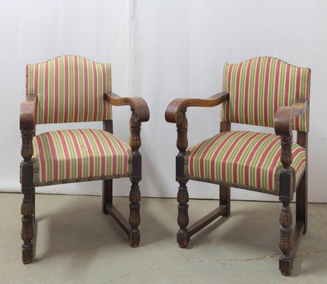 Mid-Century Spanish Chestnut Armchairs, 1940s, Set of 2-RIU-1392555