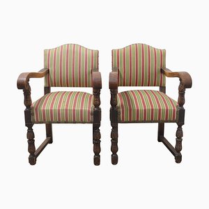 Mid-Century Spanish Chestnut Armchairs, 1940s, Set of 2-RIU-1392555