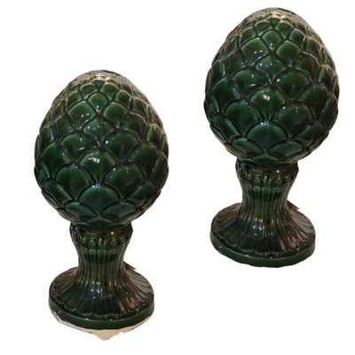 Mid-Century Spanish Finals Pineapple on Green Ceramic, Set of 2-TCS-1815543