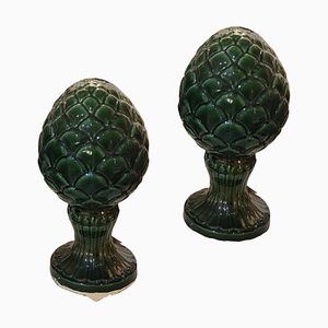 Mid-Century Spanish Finals Pineapple on Green Ceramic, Set of 2-TCS-1815543