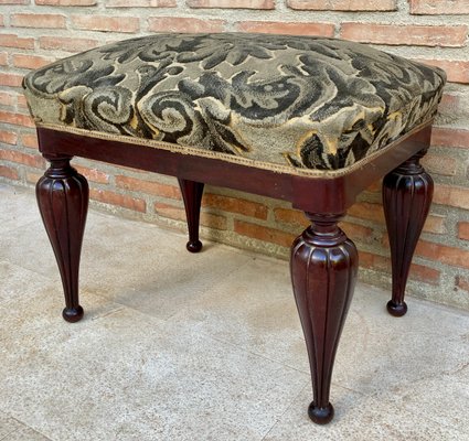 Mid-Century Spanish Footstool in Wood, 1960-NOU-1394034