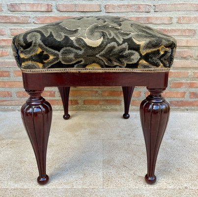 Mid-Century Spanish Footstool in Wood, 1960-NOU-1394034