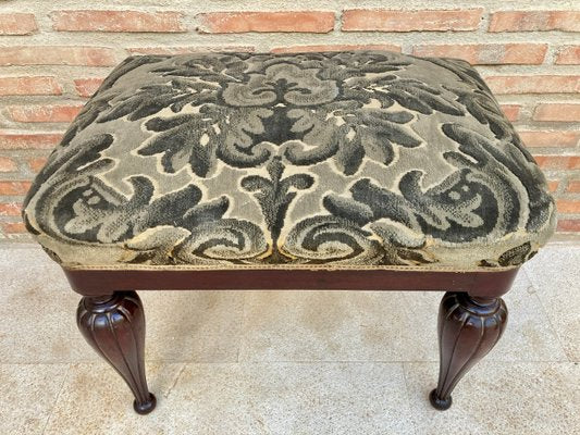 Mid-Century Spanish Footstool in Wood, 1960-NOU-1394034