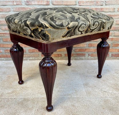 Mid-Century Spanish Footstool in Wood, 1960-NOU-1394034