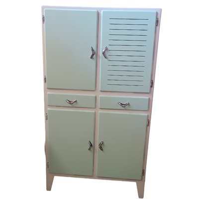 Mid-Century Spanish Fresquera Blue Sky Doors and Drawers Cupboard-TCS-2020606