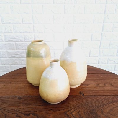 Mid-Century Spanish Glazed Ceramic Vases, 1950s, Set of 3-FRB-1739743