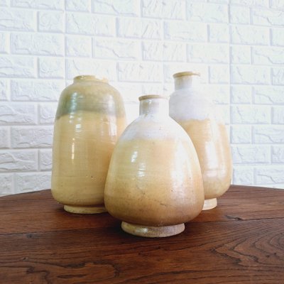 Mid-Century Spanish Glazed Ceramic Vases, 1950s, Set of 3-FRB-1739743