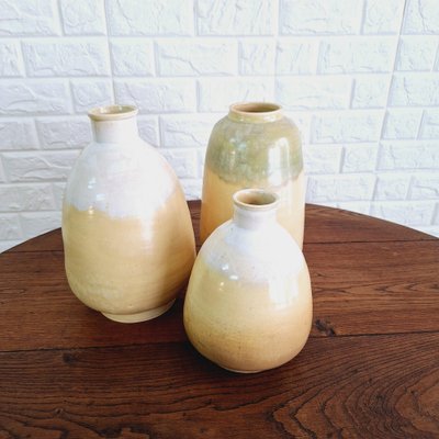 Mid-Century Spanish Glazed Ceramic Vases, 1950s, Set of 3-FRB-1739743