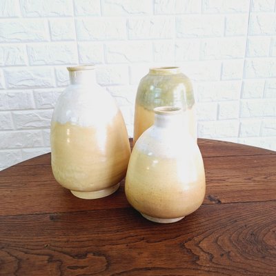 Mid-Century Spanish Glazed Ceramic Vases, 1950s, Set of 3-FRB-1739743