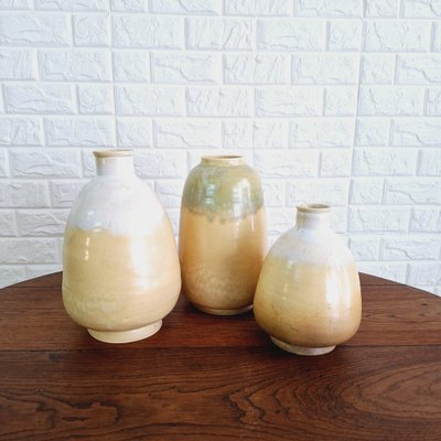 Mid-Century Spanish Glazed Ceramic Vases, 1950s, Set of 3-FRB-1739743