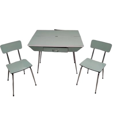 Mid-Century Spanish Kitchen Formica Table with Chairs, Set of 3-TCS-2036121