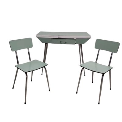 Mid-Century Spanish Kitchen Formica Table with Chairs, Set of 3-TCS-2036121