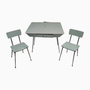 Mid-Century Spanish Kitchen Formica Table with Chairs, Set of 3-TCS-2036121