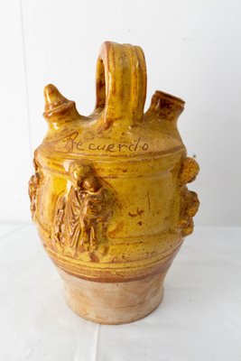 Mid-Century Spanish Terracotta Jug with Christian Symbols-RIU-1354828