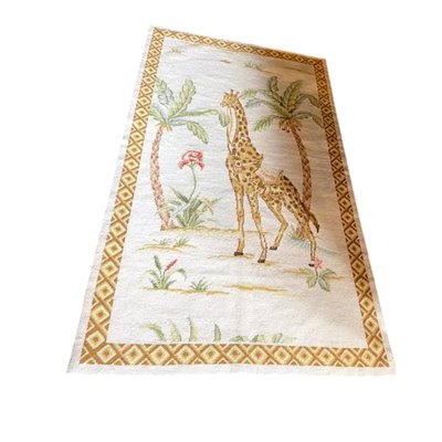 Mid-Century Spanish Wool Rug with Giraffe-TCS-2021788