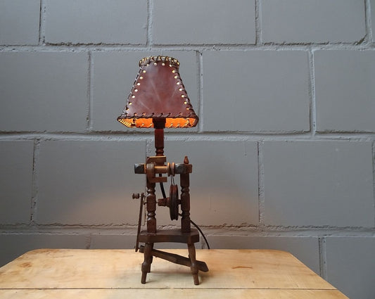 Mid-Century Spinning Wheel Table Lamp