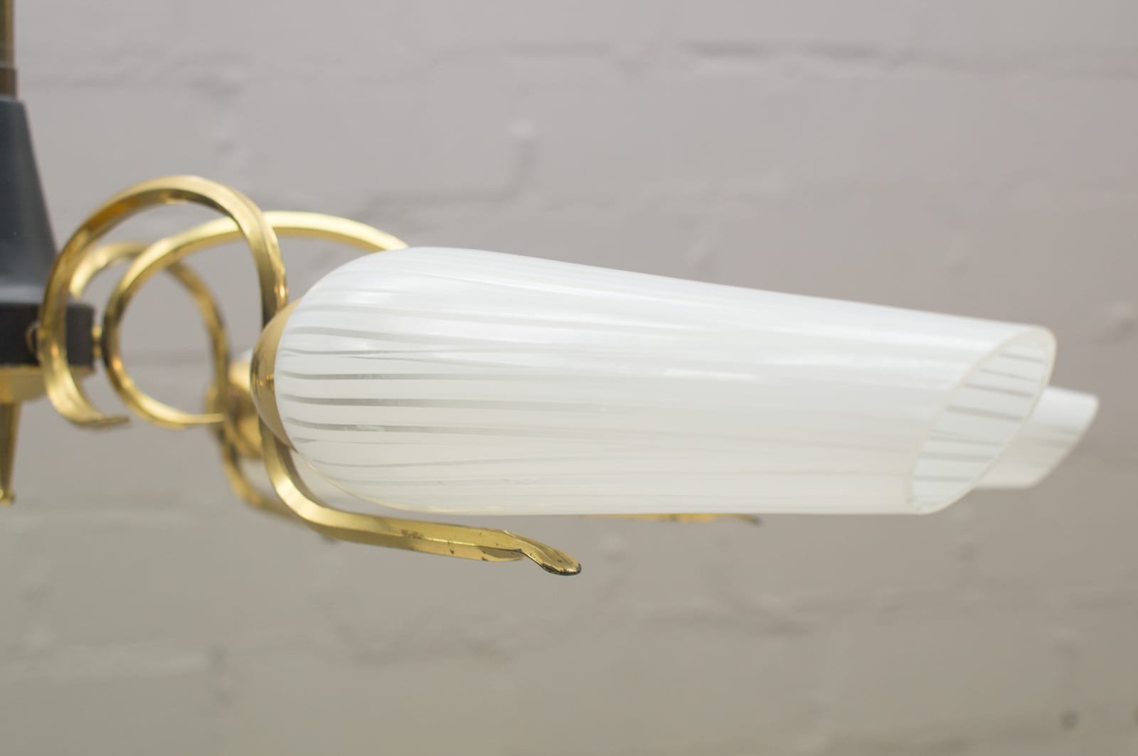 Mid-Century Sputnik Glass & Brass 6-Arm Ceiling Lamp