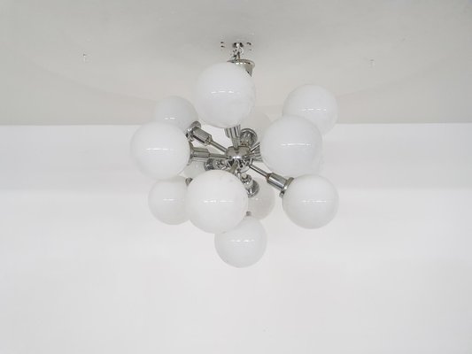 Mid-Century Sputnik Metal Pendant Light with 13 Glass Globes, 1970s-ZO-1128746