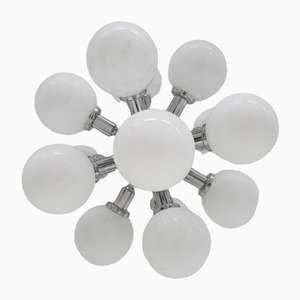 Mid-Century Sputnik Metal Pendant Light with 13 Glass Globes, 1970s-ZO-1128746