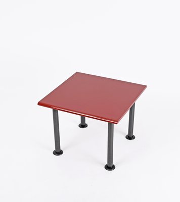 Mid-Century Square Coffee Table with Cardinal Red Top, Italy, 1980s-JDR-1798573