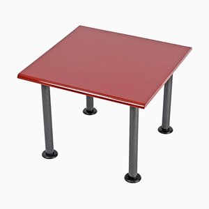 Mid-Century Square Coffee Table with Cardinal Red Top, Italy, 1980s-JDR-1798573